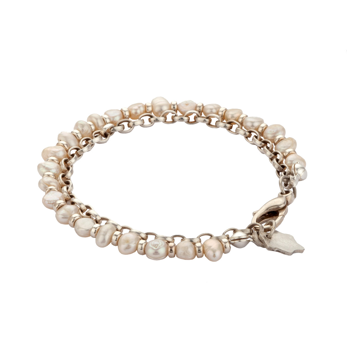Ripple Silver and Pearl Bracelet - Image 2