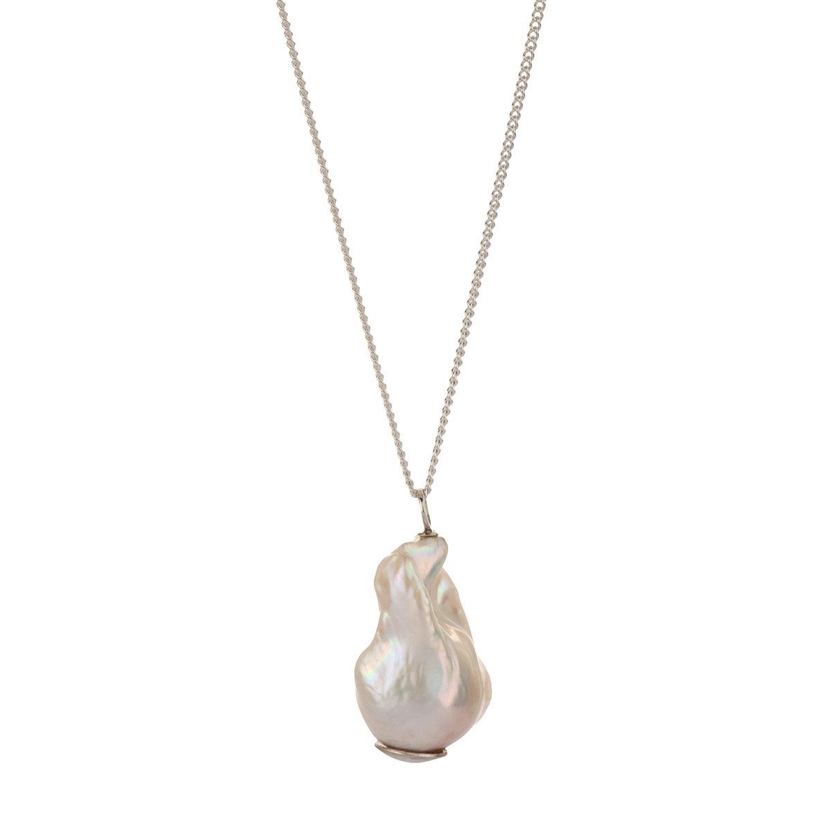 Large Silver Baroque Pearl Pendant