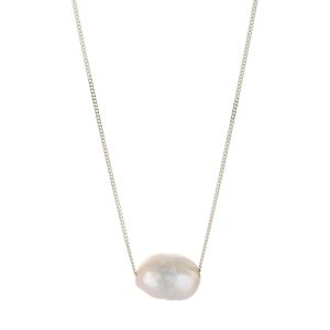 Baroque Silver Floating Pearl Pendant
